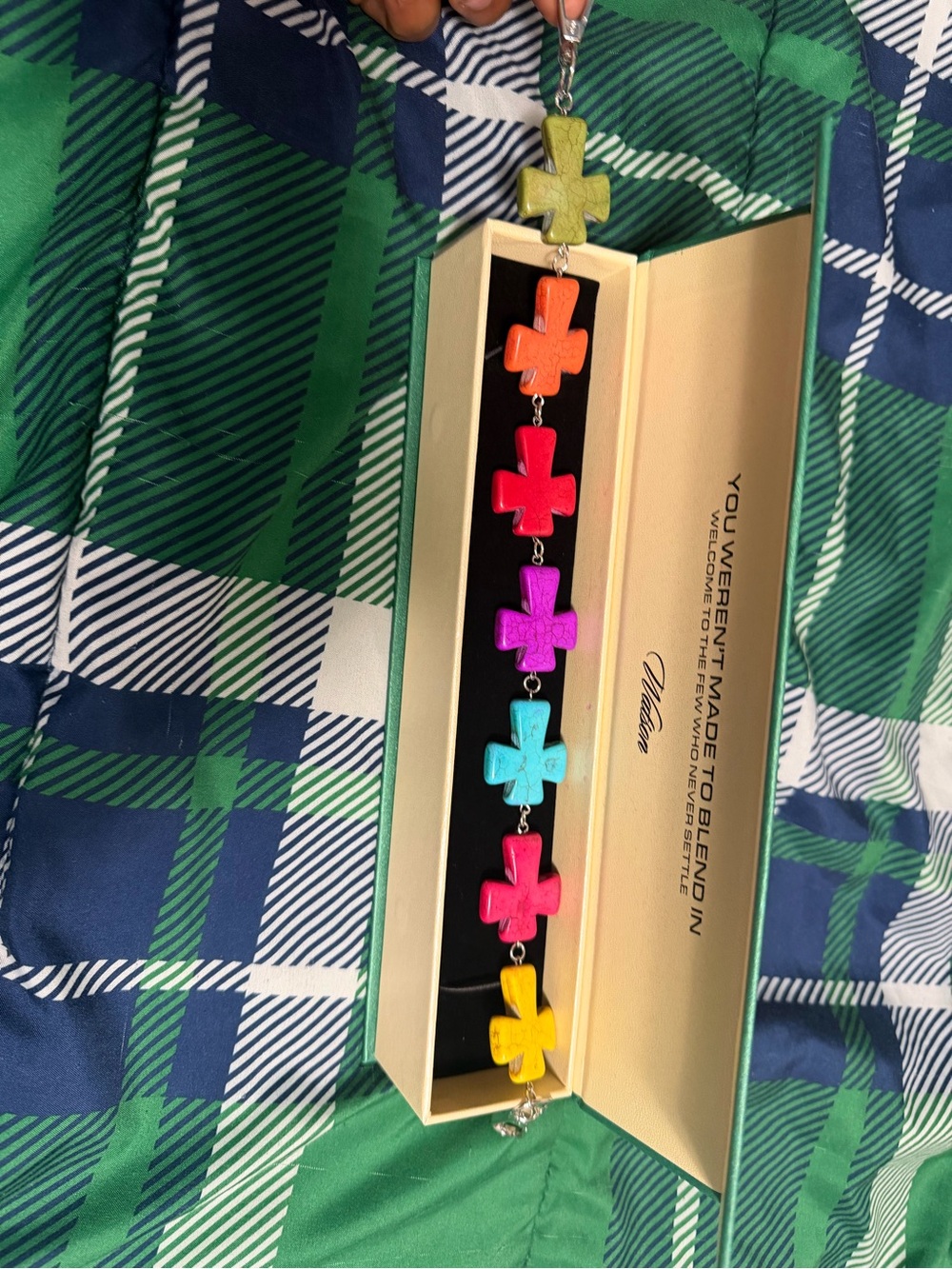 Multicolor Cross Link Bracelet by Melan
